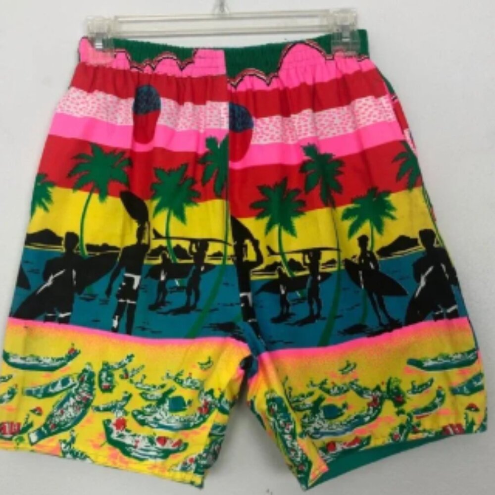 Vintage Local Motion Reversible Surf Print Shorts